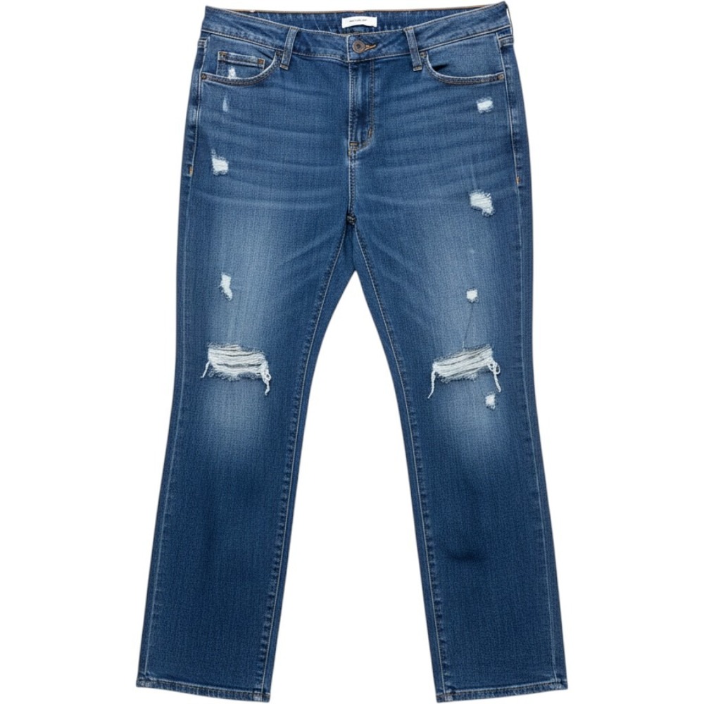 Old Navy Power Slim Straight Distressed Jeans Blue 22 Plus Short